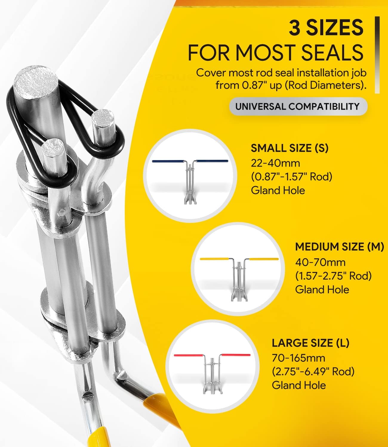 3 Pack Hydraulic Seal Installation Tools, Hydraulic Cylinder Piston Repair Seal Kit, U-Cup Rod Seal Installation Tool Kits Upgraded Seal Twistor Install Tool Set