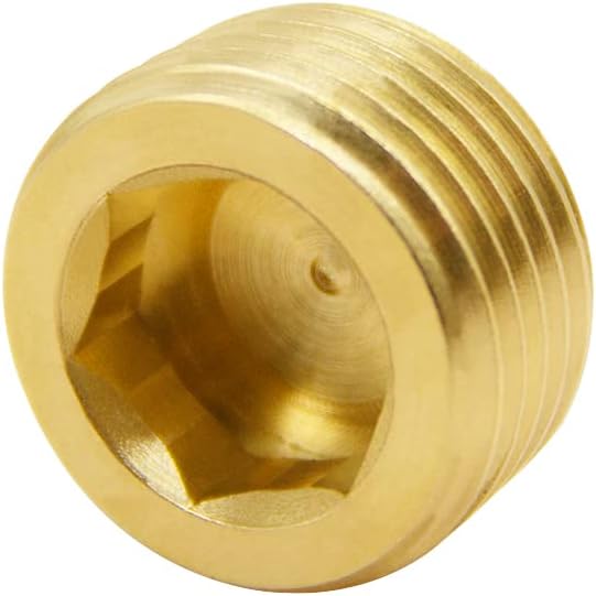 5PCS 1/2" NPT Male Brass Pipe Plug Counter Sunk Internal Hex Thread Pipe Plug
