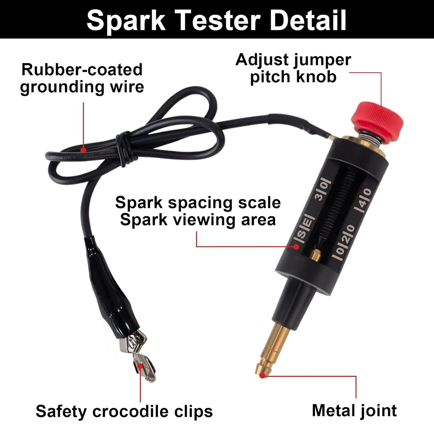 Spark Plug Tester, Adjustable Ignition Coil Tester System, Coil Pack Tester, Spark Testers Tool, Spark Checker, Autos Diagnostic Test Tool for Automotive, Small Engines, Lawnmowers