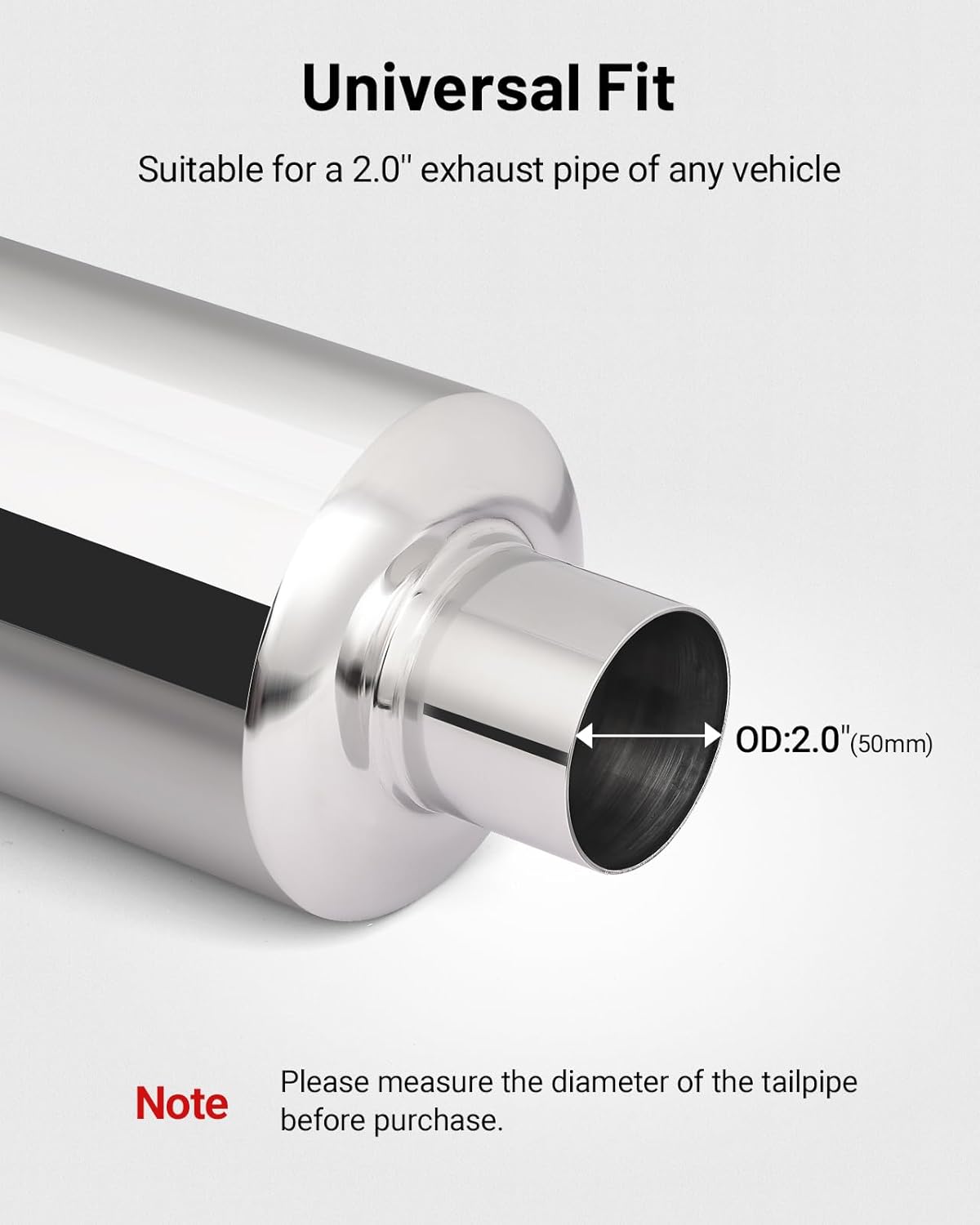 Exhaust Muffler, Stainless Steel Exhaust Tip, Universal 14.6" Length (Burnt, 2" Inlet 3" Outlet)