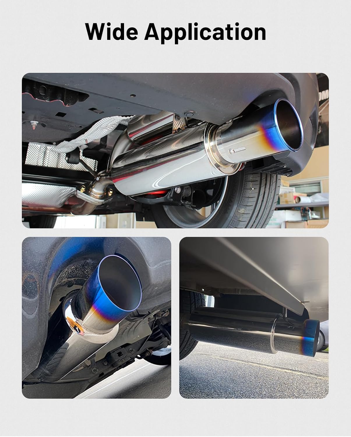 Exhaust Muffler, Stainless Steel Exhaust Tip, Universal 14.6" Length (Burnt, 2" Inlet 3" Outlet)