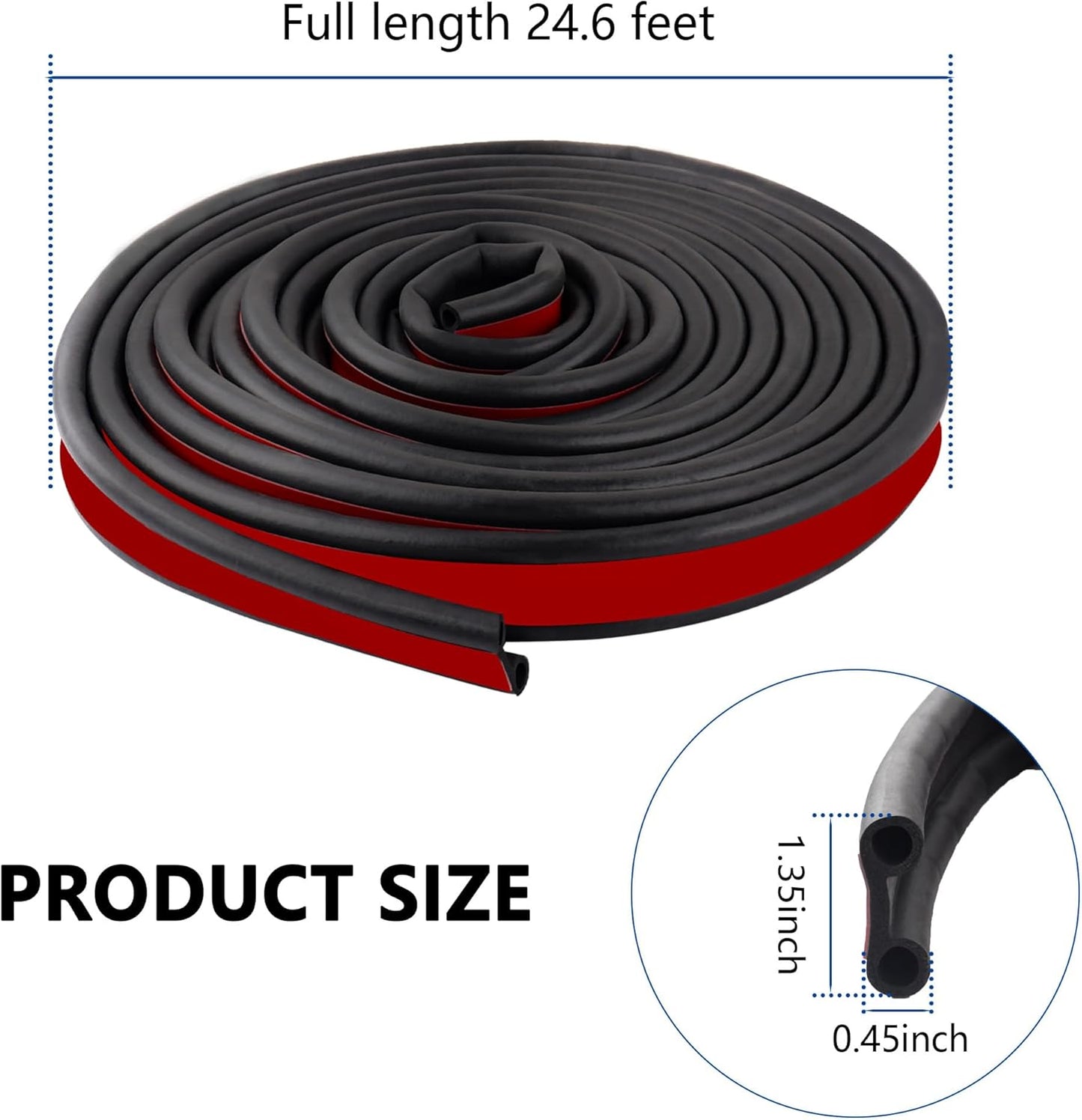 Truck Tonneau Cover Seal,Camper Shell Seal Rubber Weather Stripping with Double Hole,Universal Tailgate Seals for Pickups Trucks Campers Cars(24.6Ft)