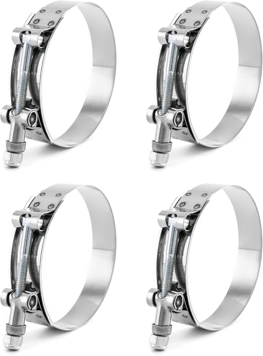 3" T-Bolt Hose Clamp Stainless Steel, Working Range 83mm-91mm for 3" Hose ID, Turbo Intake Intercooler Clamp, 4 Pack