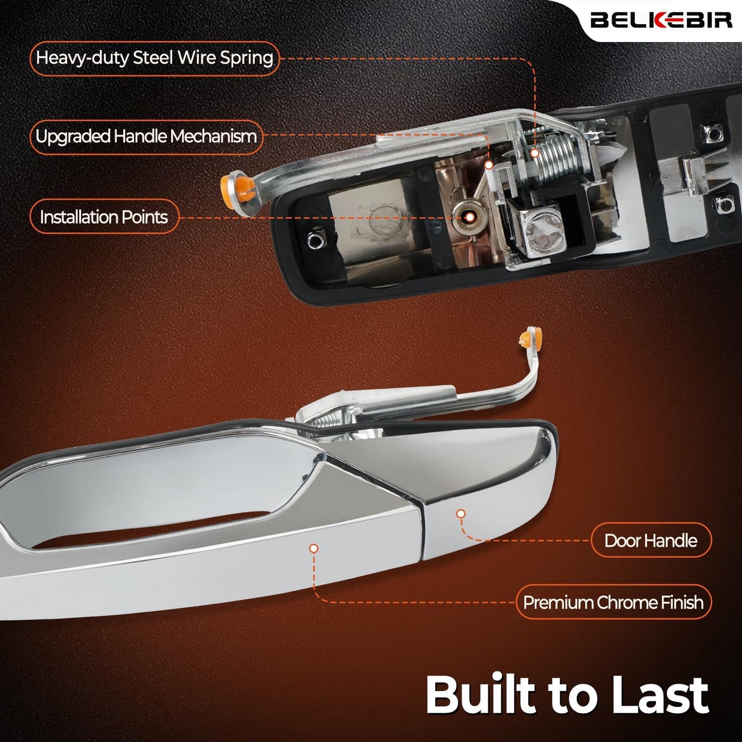Exterior Chrome Door Handle Rear Left Driver Side Compatible with 2007-2014 Chevy Silverado Suburban Avalanche Tahoe, GMC Sierra Yukon, Cadillac Escalade Replace 15915659, 20954849, 22738725, 25890289