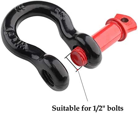 2Pcs 1/2 Inch D Ring Shackle, D Shackle Rugged 12 Ton(26,455 lbs) Maximum Break Strength, 2 Ton (4409 Lbs) Capacity (Pack of 2)