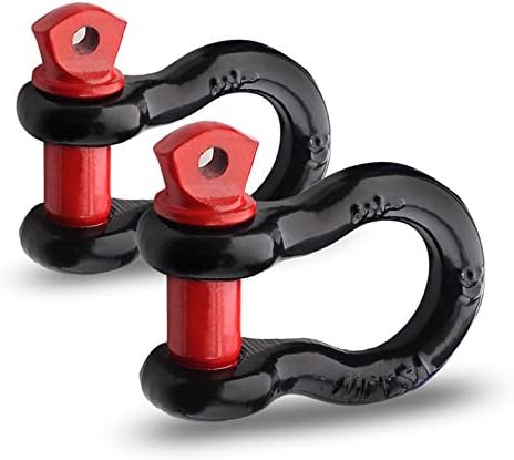 2Pcs 1/2 Inch D Ring Shackle, D Shackle Rugged 12 Ton(26,455 lbs) Maximum Break Strength, 2 Ton (4409 Lbs) Capacity (Pack of 2)