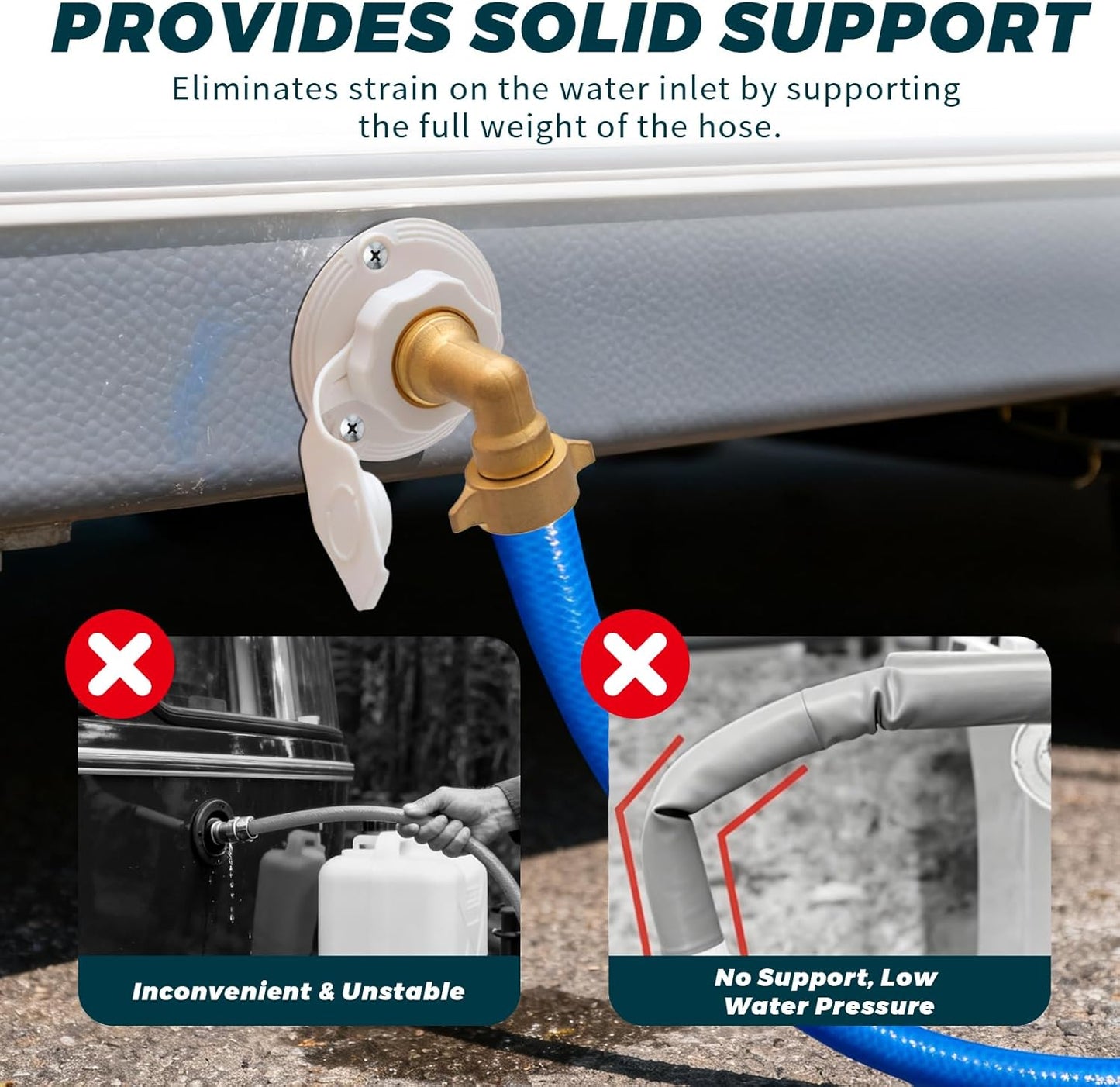 90-Degree Hose Elbow for RVs with Easy Grip Connector - 3/4" Solid Brass 90-Degree Hose Fitting Elbow for RV Water Hoses, Residential Outdoor Faucets, and More (2 Pack)