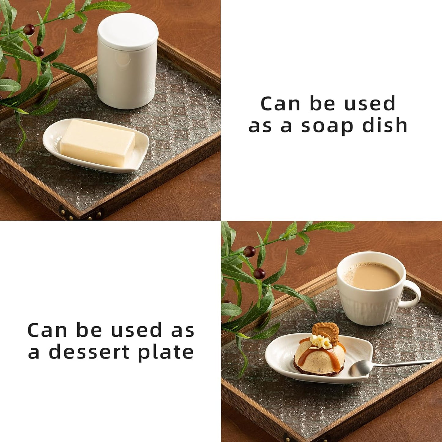 Ceramic Spoon Rest for Kitchen Counter 5.1 Inch Porcelain Spoon Holder Farmhouse Cooking and Coffee Spoon Rest for Stove Top (white)