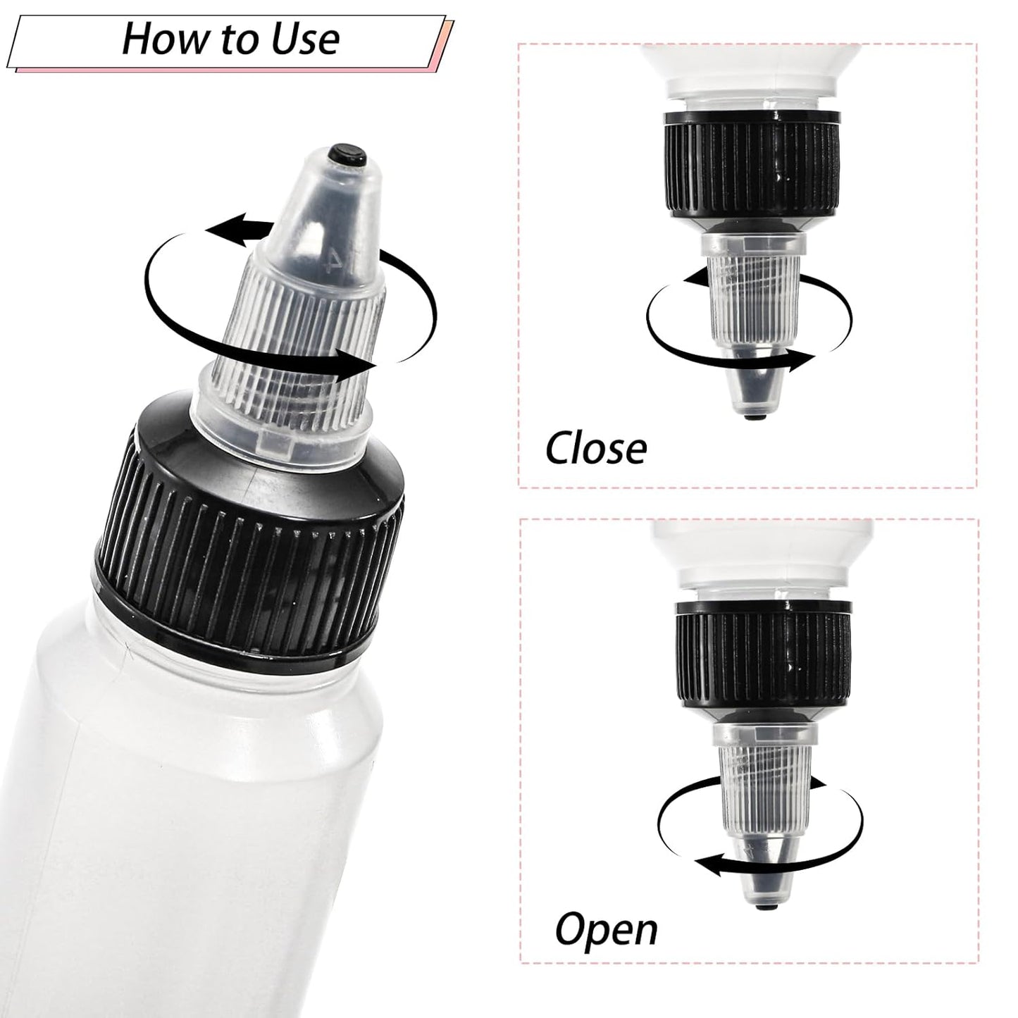 40 Pack 1oz Dispensing Bottles, Boston Round HDPE Plastic Bottle with Twist Top Cap, Empty Plastic Squeeze Bottle
