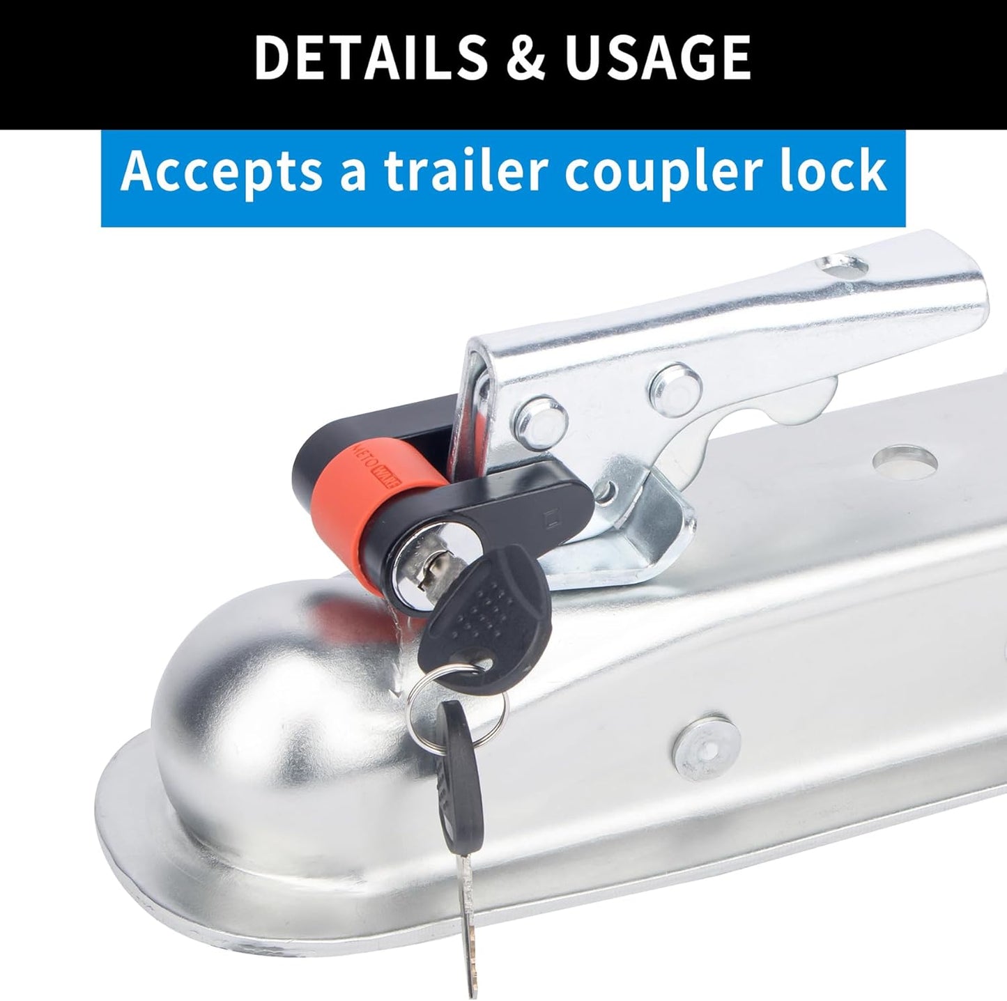 Straight Trailer Tongue Coupler for 2" Ball, 2" Channel Width Trailer Coupler 3,500LBS