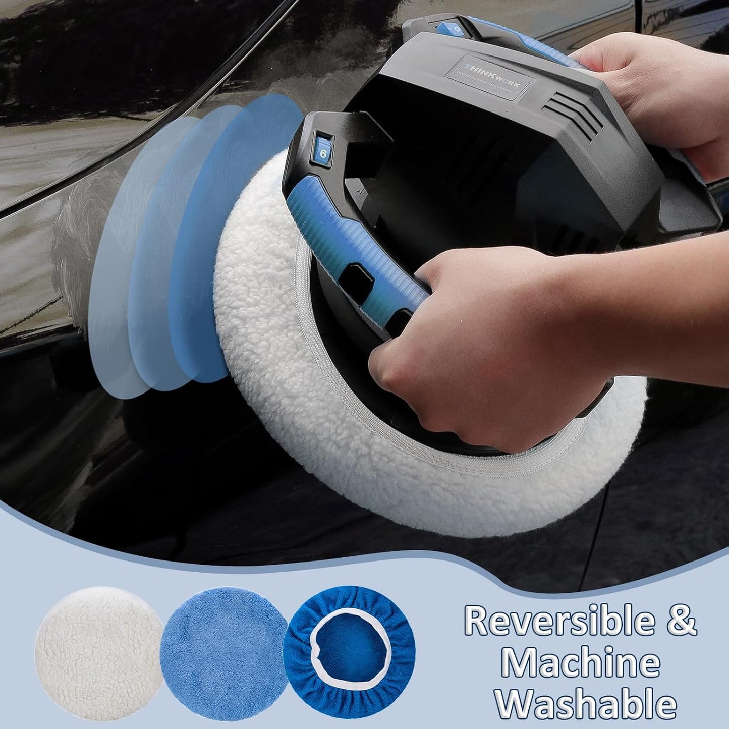 6 Pcs Car Polishing Pad, Buffing Pad for 10 Inch Car Polisher, Microfiber Wax Applicator Pad for Car, Microfiber, Wool, Coral Fleece