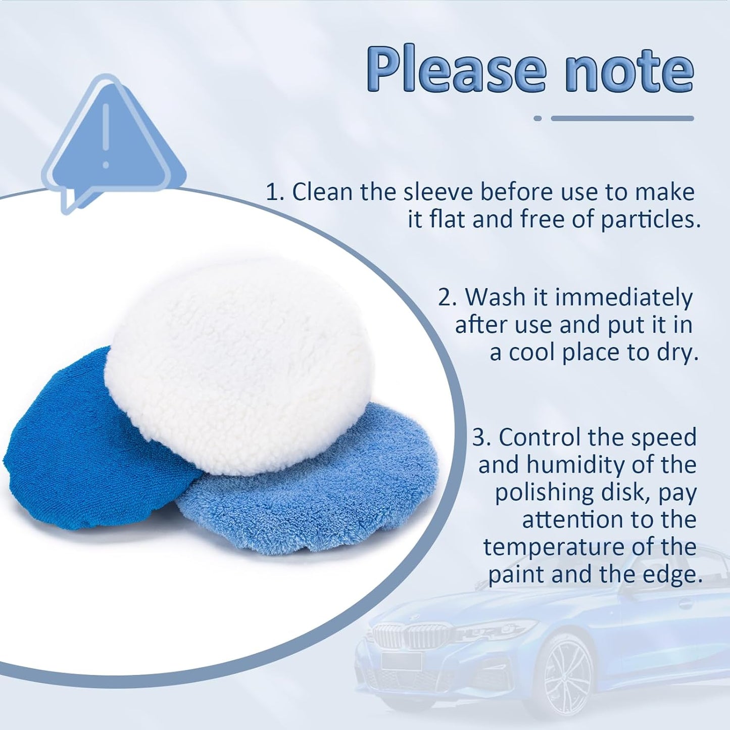 6 Pcs Car Polishing Pad, Buffing Pad for 10 Inch Car Polisher, Microfiber Wax Applicator Pad for Car, Microfiber, Wool, Coral Fleece