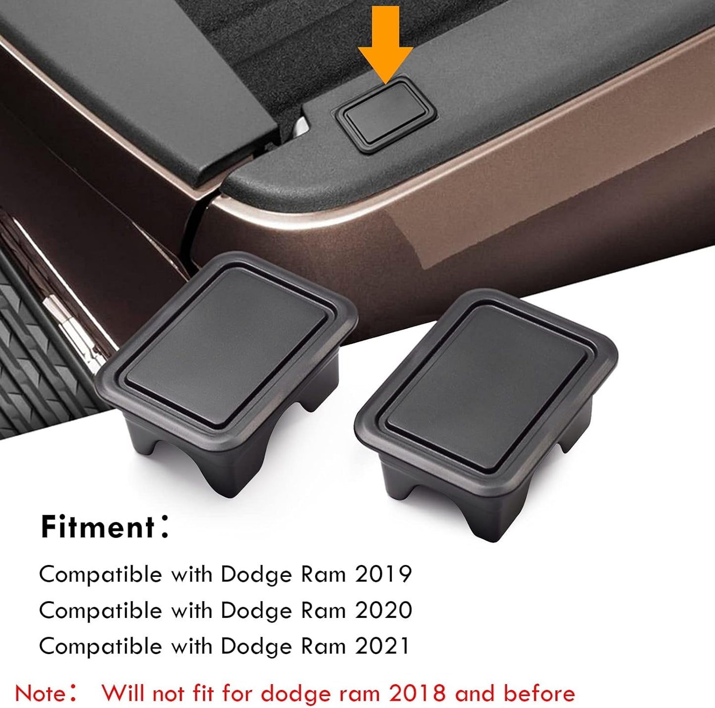 Ram 1500 Stake Pocket Covers, Rear Truck Bed Rail Stake Pocket Cover Compatible with Dodge Ram 2019-2024 2025 2026(Set of 2)