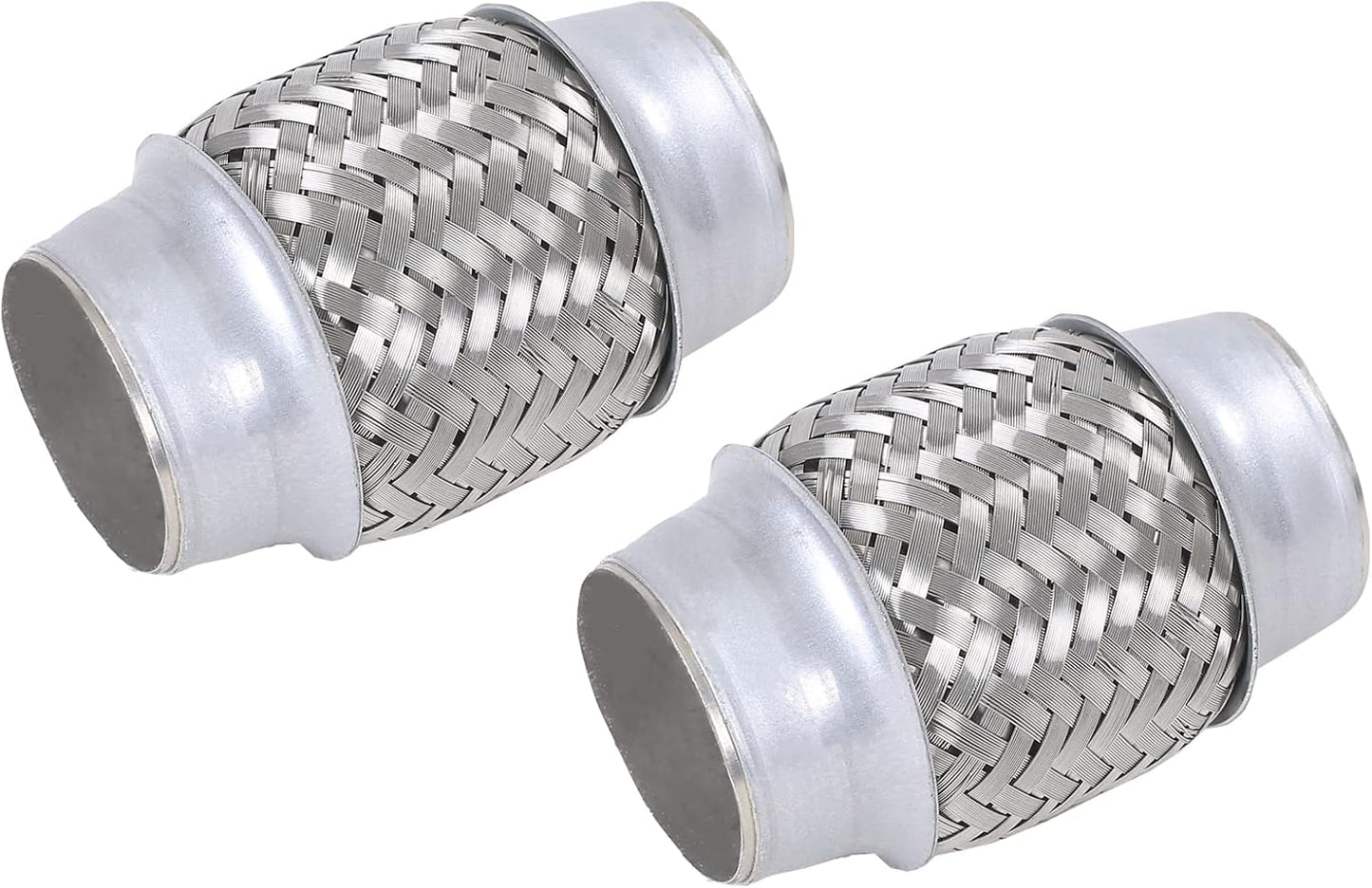 2PCS Exhaust Flex Pipe Stainless Steel Double Braid 1.75" x 4" w/Ends 4" Long