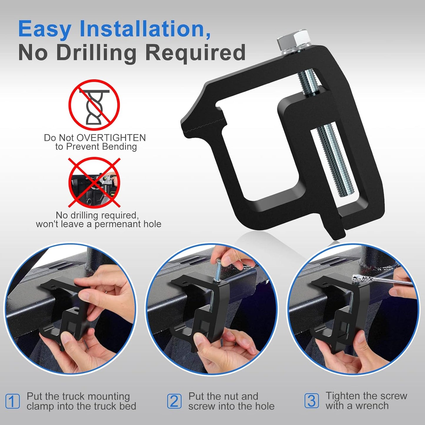Heavy Duty Camper Shell Clamps - Truck Topper Ladder Rack Clamps for Dodge Dakota Ram 1500 2500 3500, F150 F250, Titan, Tundra (4 Pack)