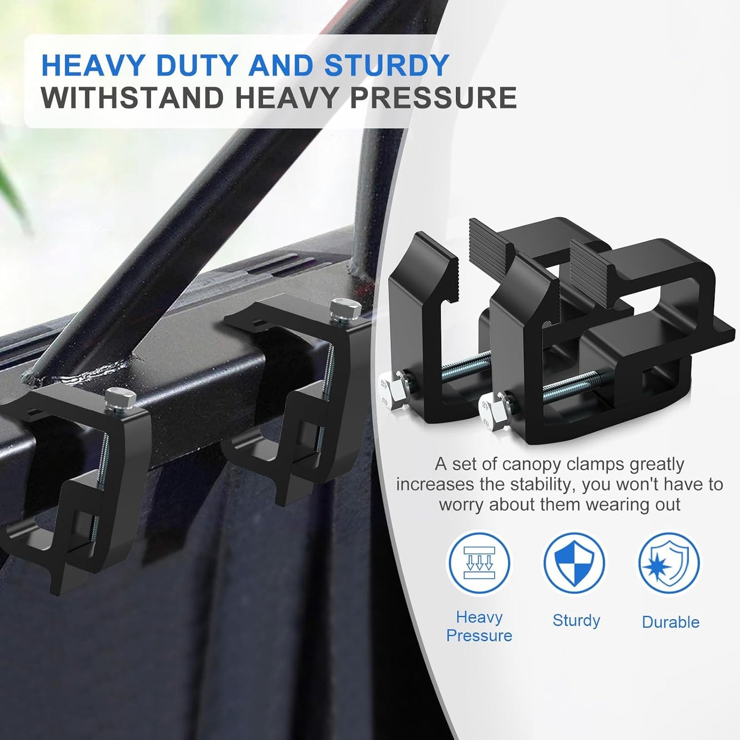 Heavy Duty Camper Shell Clamps - Truck Topper Ladder Rack Clamps for Dodge Dakota Ram 1500 2500 3500, F150 F250, Titan, Tundra (4 Pack)