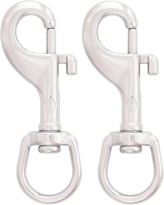 SHONAN 3.5 Inch Swivel Eye Snap Hook, 2 Pack Marine Grade Scuba Bolt Snap, Single Ended Stainless Steel Flag Clips Swivel Snaps for Scuba Diving, Flag Pole Rope, Dog Leash, Camera Strap