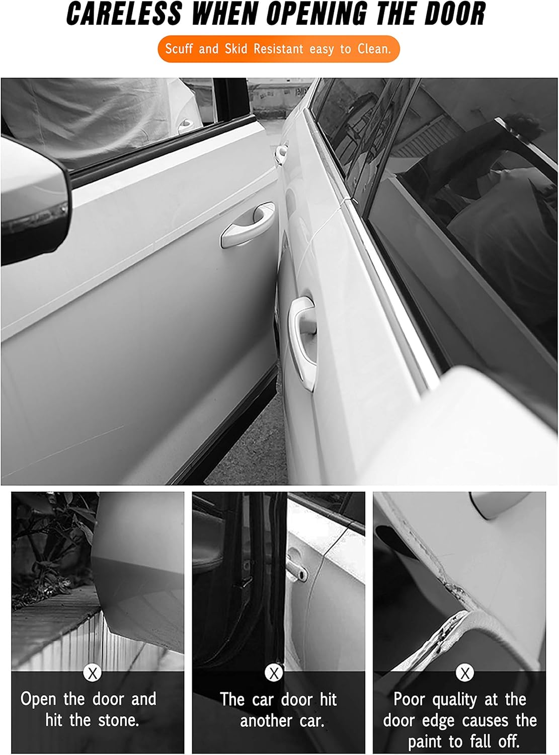 Anti-Scratch Anti-Collision Adhesive Strip Car Door Edge Guard Protector Strip Car Door Scuff Plate Protectors Transparent Invisible Tape for Rear Bumper/Door(33Ft x 2In)