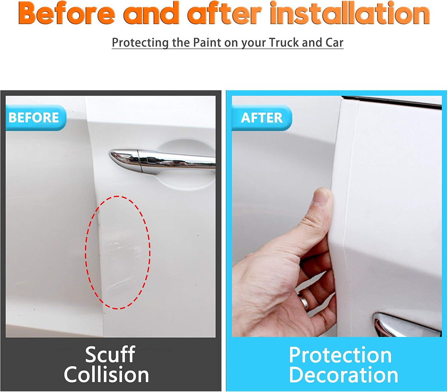 Anti-Scratch Anti-Collision Adhesive Strip Car Door Edge Guard Protector Strip Car Door Scuff Plate Protectors Transparent Invisible Tape for Rear Bumper/Door(33Ft x 2In)