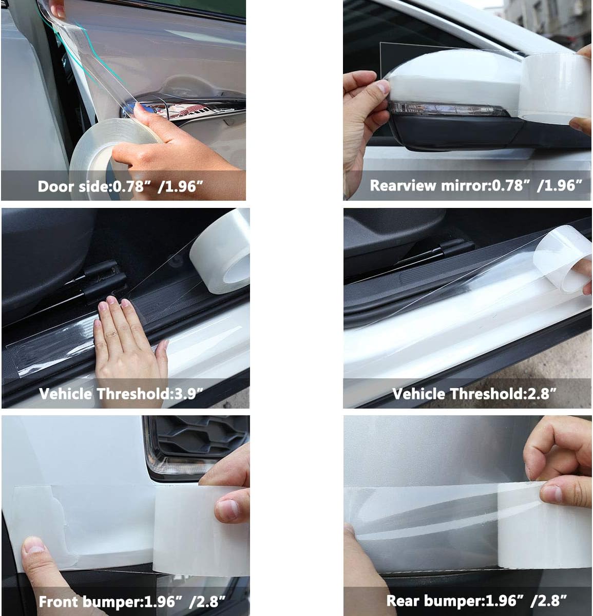 Anti-Scratch Anti-Collision Adhesive Strip Car Door Edge Guard Protector Strip Car Door Scuff Plate Protectors Transparent Invisible Tape for Rear Bumper/Door(33Ft x 2In)