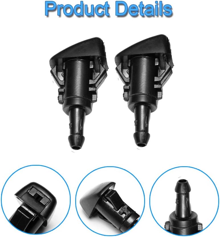 Front Windshield Washer Nozzles Wiper Spray Kit- For: Dodge, Ram, Jeep - Replaces OEM #: 4805742AB, 5116079AA