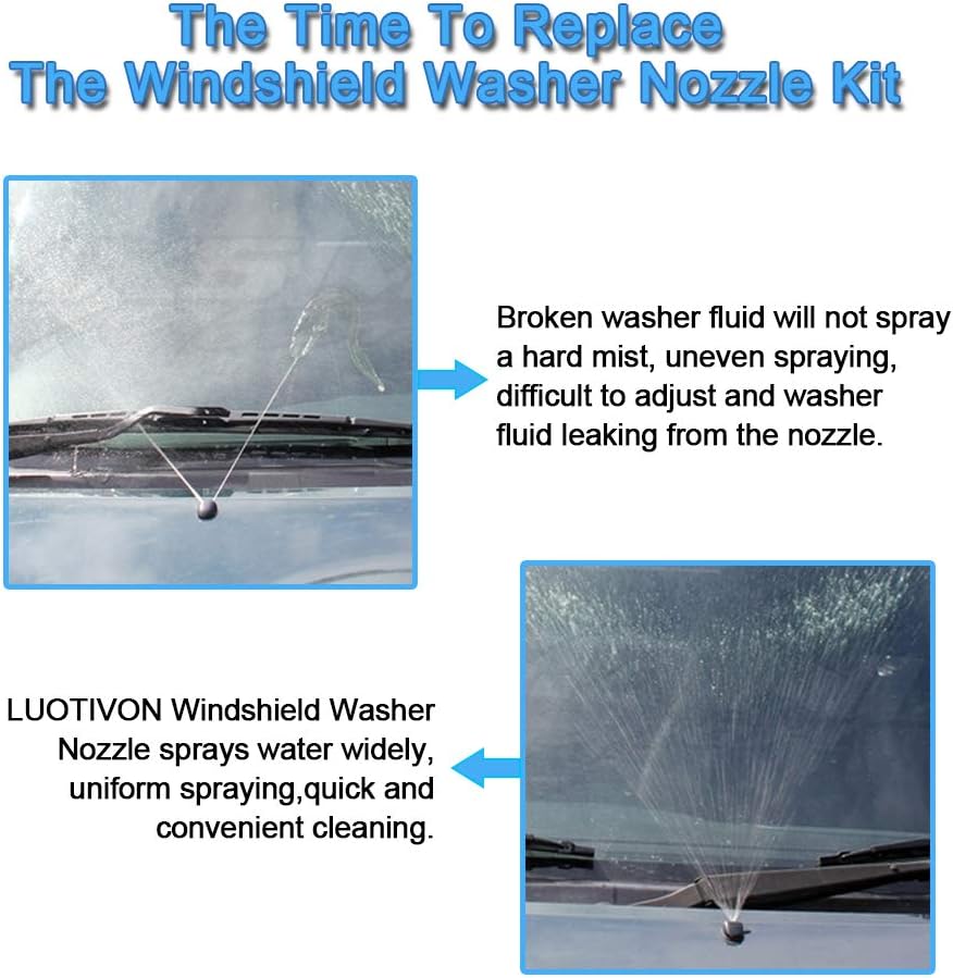 Front Windshield Washer Nozzles Wiper Spray Kit- For: Dodge, Ram, Jeep - Replaces OEM #: 4805742AB, 5116079AA