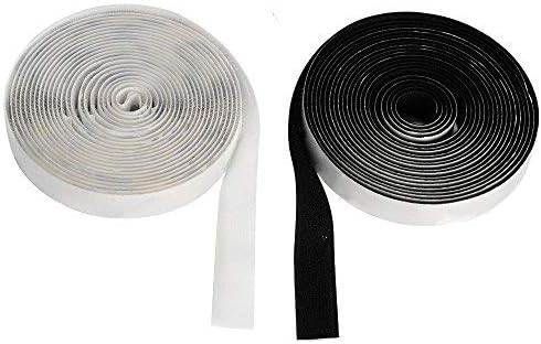 16 Feet Length 0.75 Inches Width Hook and Loop with Strong Self Adhesive Interlocking Strip, Mounting Tape Heavy Duty Adhesion Fastener (White)