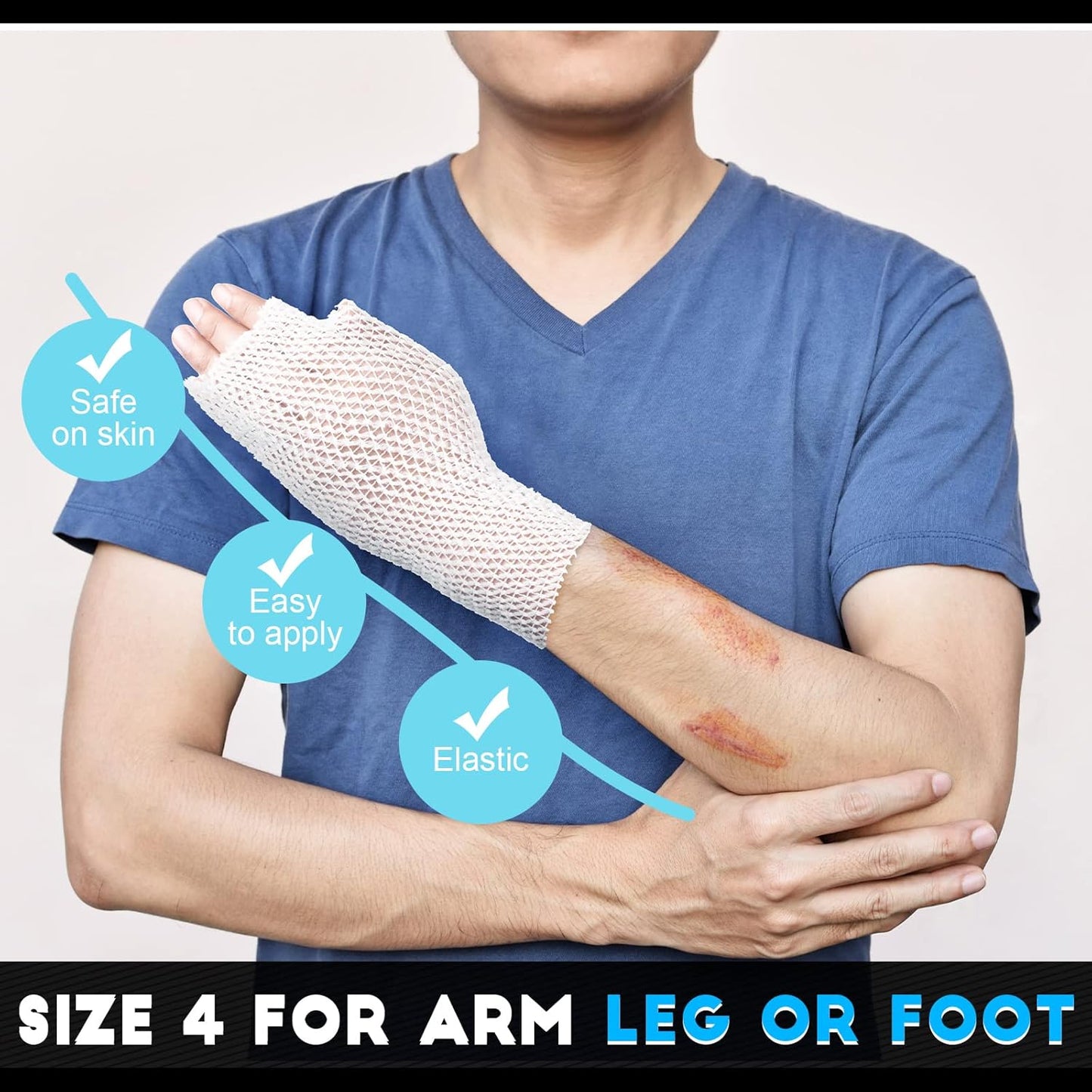2 Rolls Tubular Bandage Elastic Net Wound Dressing Stretch Dressing Retainer Tubular Elastic Gauze Bandage for Wound Arm, Without The Use of Adhesive Tape (Size 4 for Arm, Leg or Foot)