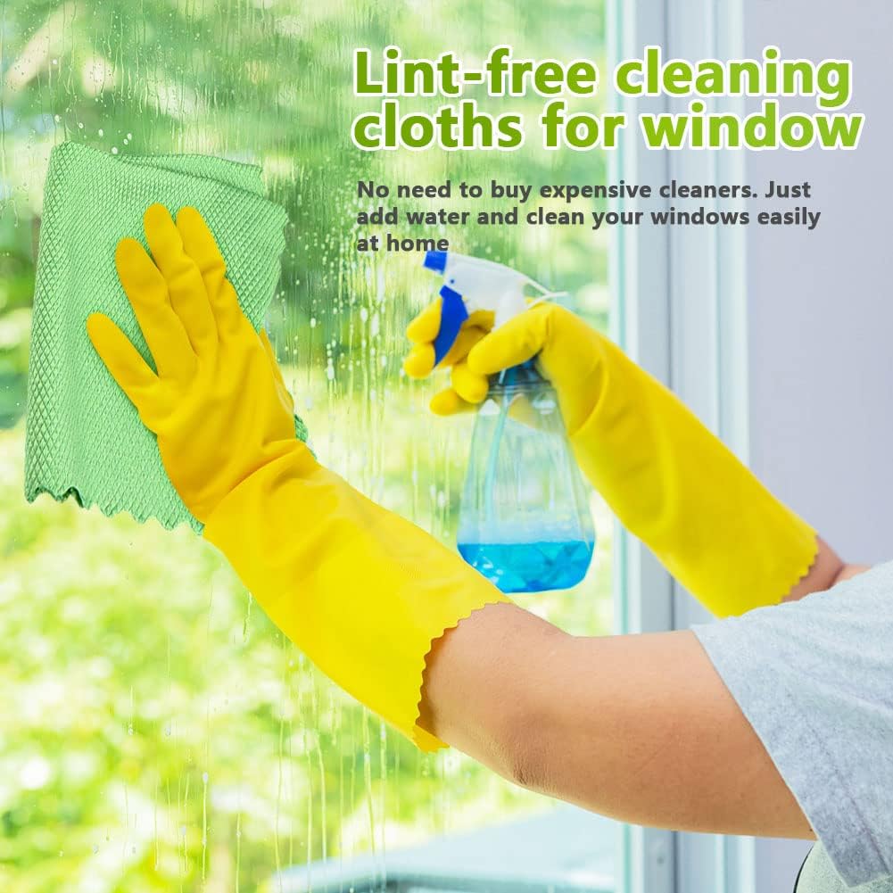 Microfiber Glass Cleaning Cloths-6PK, 16"x14" Lint Free Window Cleaning Cloth, Glasses, Mirrors, Screens, Stainless Steel, Premium Magic Cleaning Cloth for Glass and Window Cleaner