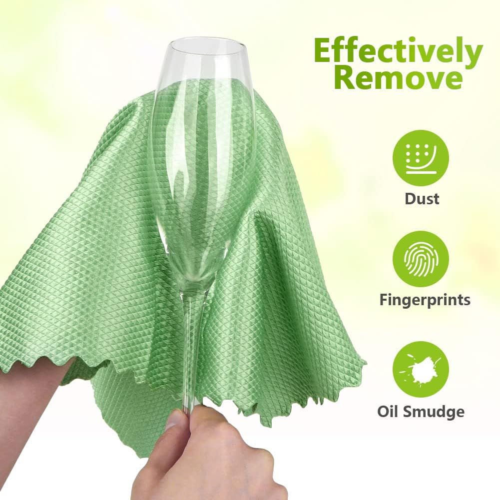 Microfiber Glass Cleaning Cloths-6PK, 16"x14" Lint Free Window Cleaning Cloth, Glasses, Mirrors, Screens, Stainless Steel, Premium Magic Cleaning Cloth for Glass and Window Cleaner