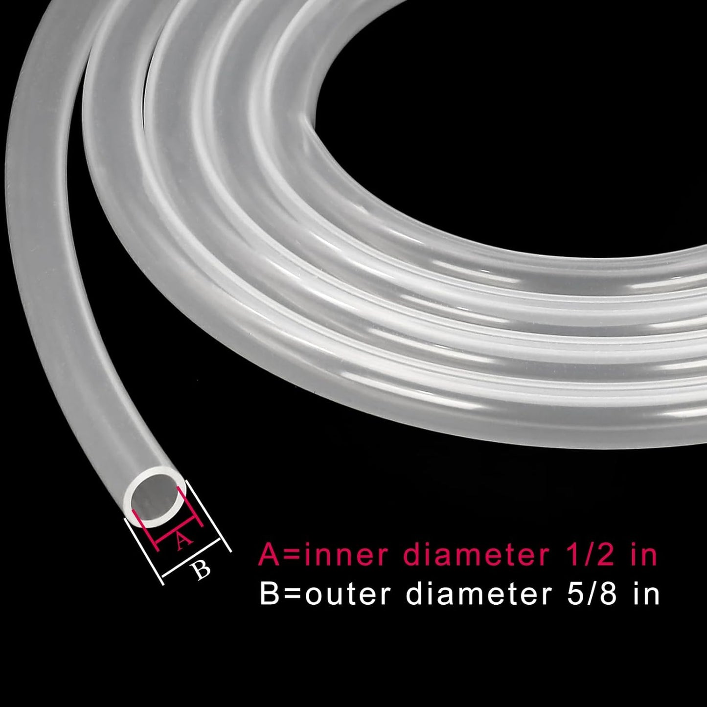 Silicone Tubing 1/2" ID x 5/8" OD - 10ft Length Food Grade Silicon Tube Flexible High Temp Pure Silicone Hose for Home Brewing Wine making (9.84ft)