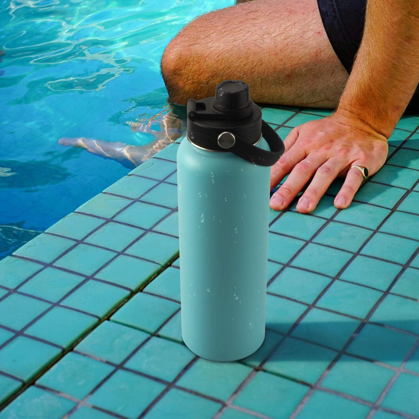 Wide Mouth Lid with Flexible Handle Compatible with Hydro Flask 12/16/18/20/32/40/64 Oz, Fits Simple Modern, Takeya, Iron Flask, BUZIO and Most Wide Mouth Water Bottles (Black, 1 Pack)