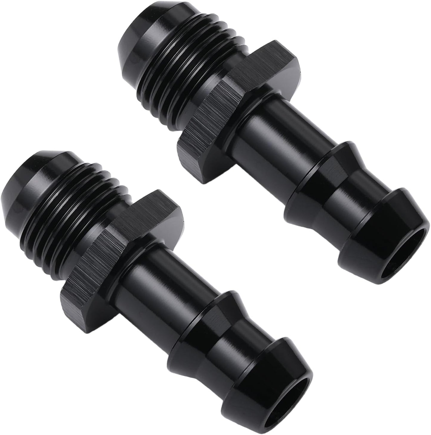 6AN Male Flare to 3/8 Hose Barb Straight Fitting Adapter Aluminum Black 2PCS