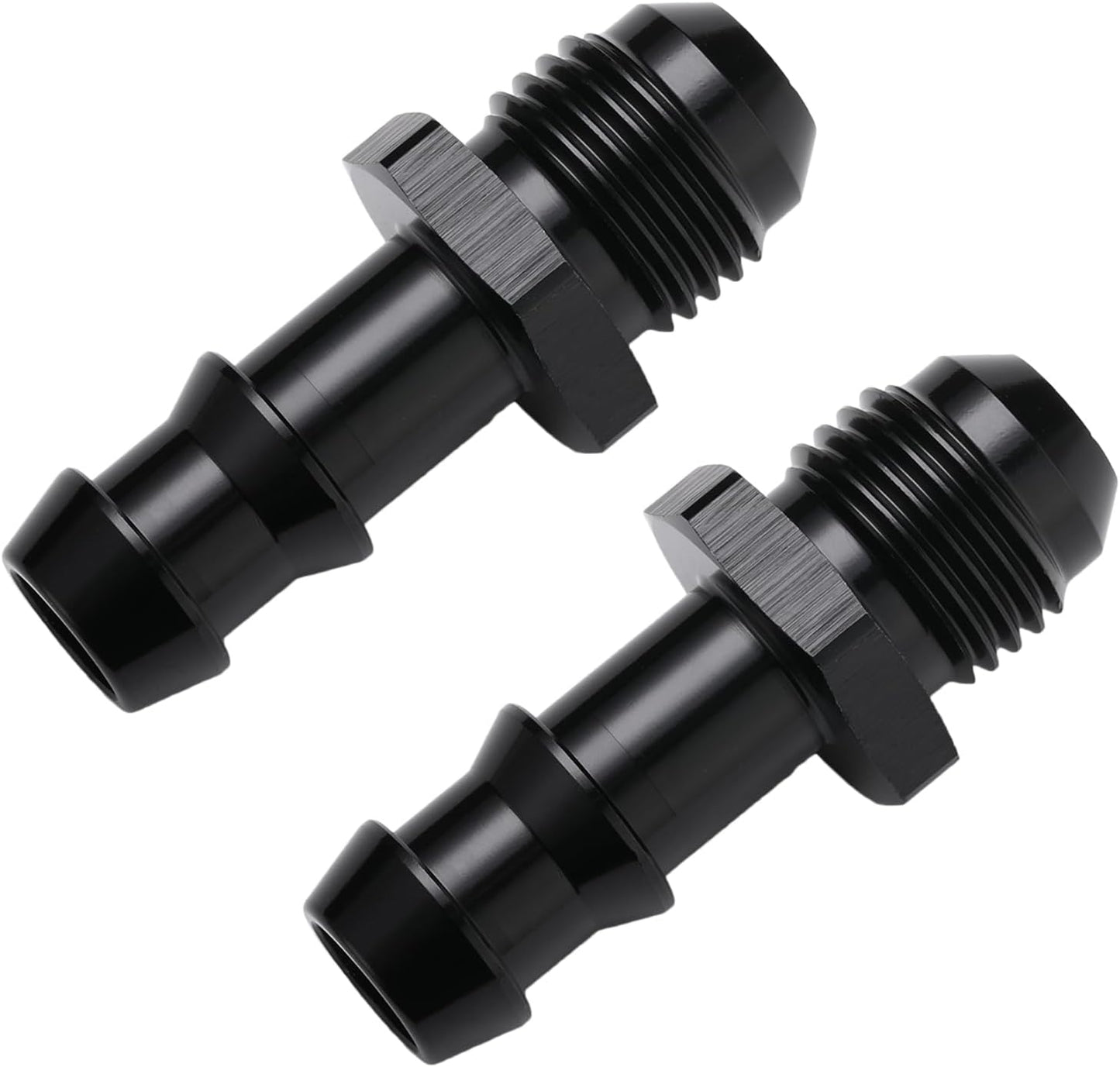 6AN Male Flare to 3/8 Hose Barb Straight Fitting Adapter Aluminum Black 2PCS