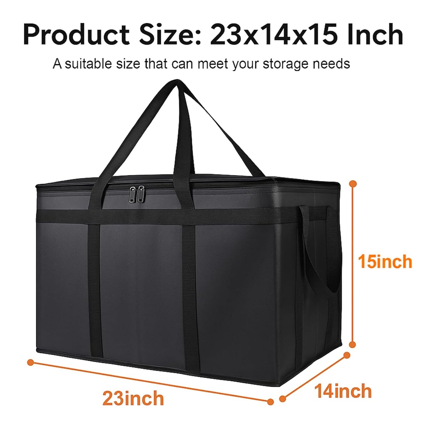 3-Pack Insulated Food Delivery Bag, XXXL Pizza Cooler Bags, Rideshare Delivery Bag, Thermal Cold/Hot Styrofoam Carrier for Catering/Shopping/Travel/Car, Warmer/Frozen