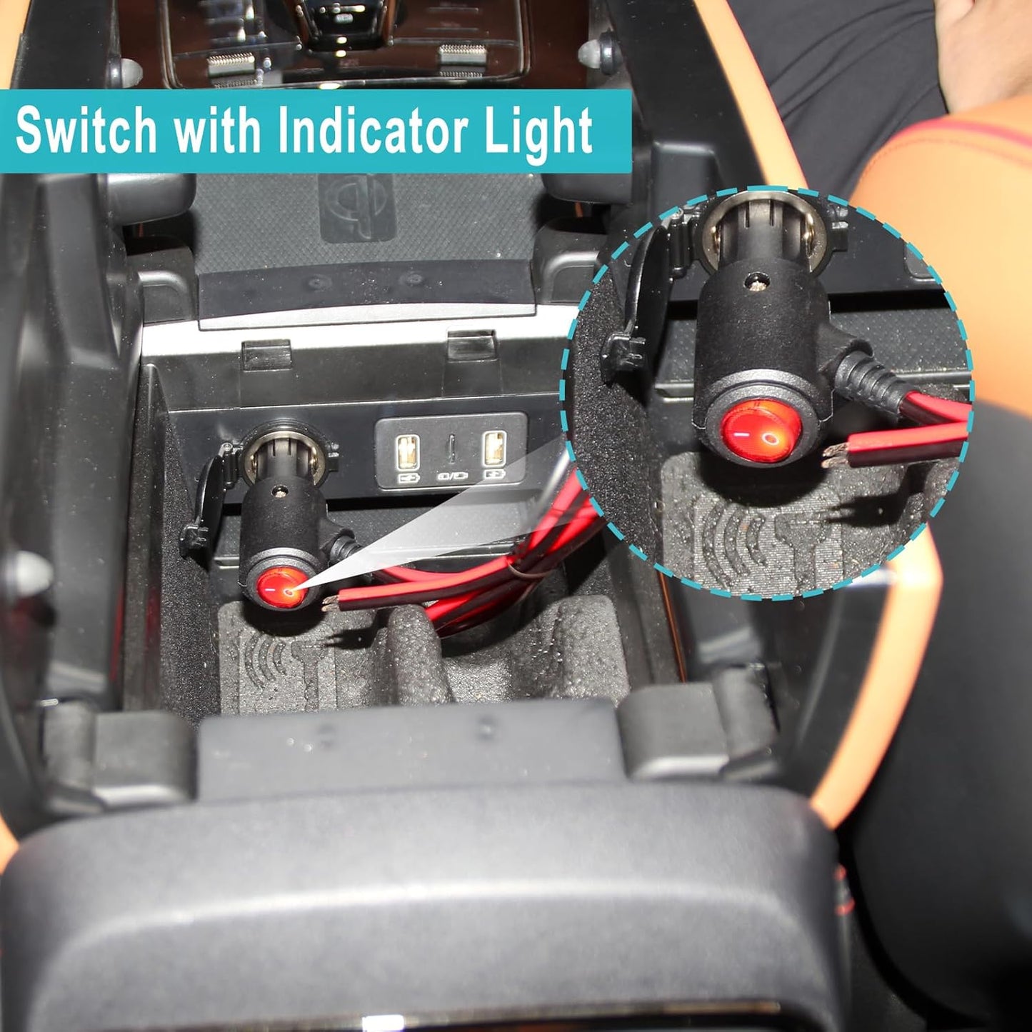 12Volt Replacement Cigarette Lighter Male Plug with On Off Switch - 2FT 12V Fused 15amp Cigarette Male Plug with 16gauge Leads, 12V DC Car Plug for Car Cooler,Cb Radio, Air Compressor[2PACK]