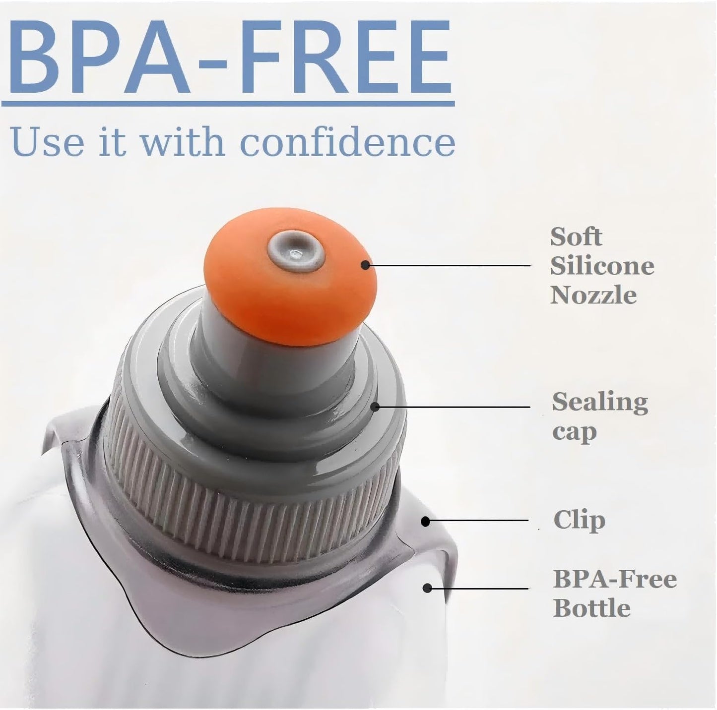 Water Bottle for Running No Bounce Water Bottle with Clip and Cover Cap,BPA-Free Plastic, 8.8oz (250ml) for Running/Marathon/Walking/Hiking/Cycling/Trail/Skiing (2 Pack)