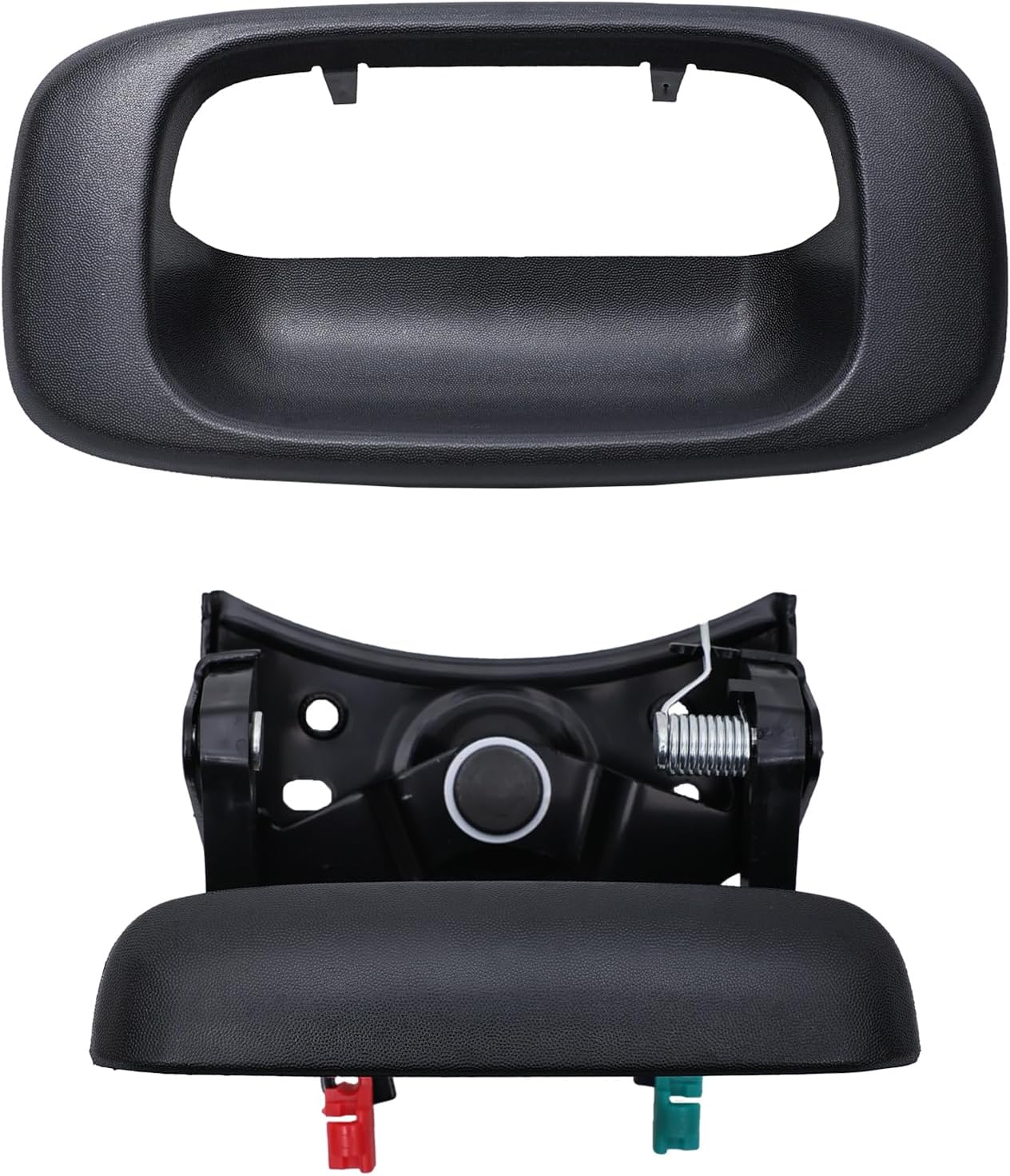 Premium Tailgate Handle Latch and Bezel Trim with Rod Clips, Fits for 1999-2007 Chevy Silverado GMC Sierra 1500 2500 3500, Replaces# 15997911, 15228539, 15228540, 15228541