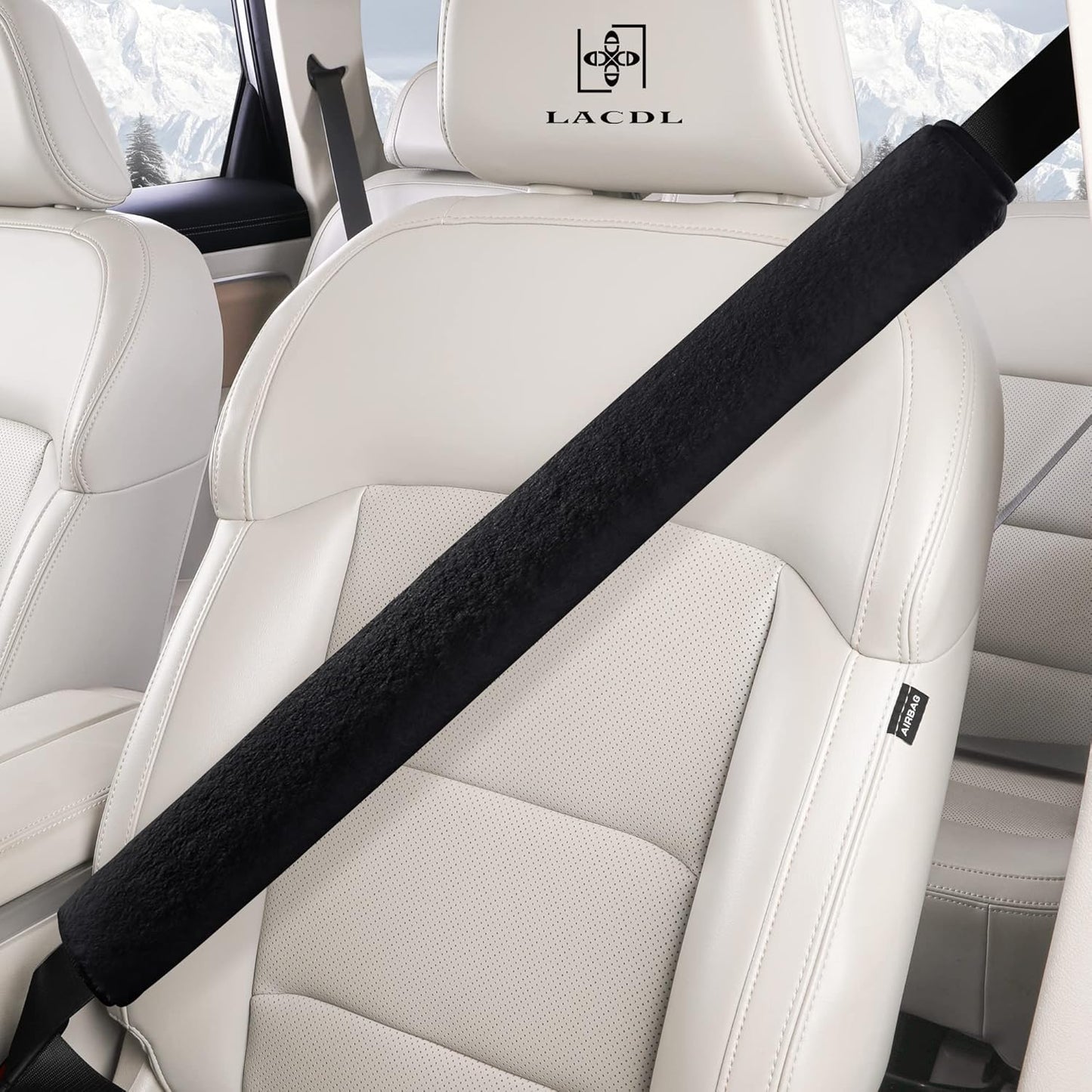 Extra Long Seatbelt Cover Super Soft Furry for Adults Kids Women & Men, Thick Plush Full Car Seat Belt Strap Cushion, Fluffy Shoulder Pad Protector, Auto Interior Accessories, 1pc, Black, 15.5in