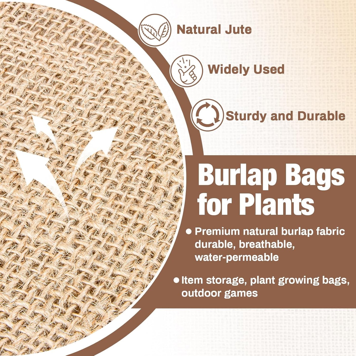 2 PCS Burlap Sack - 19.6" x 35" Burlap Bags for Plants High Density Natural Jute Bag of Potatoe Storage Plant Grow Bags with Rope Potato Sacks Race Bag Halloween,Christmas Decorations