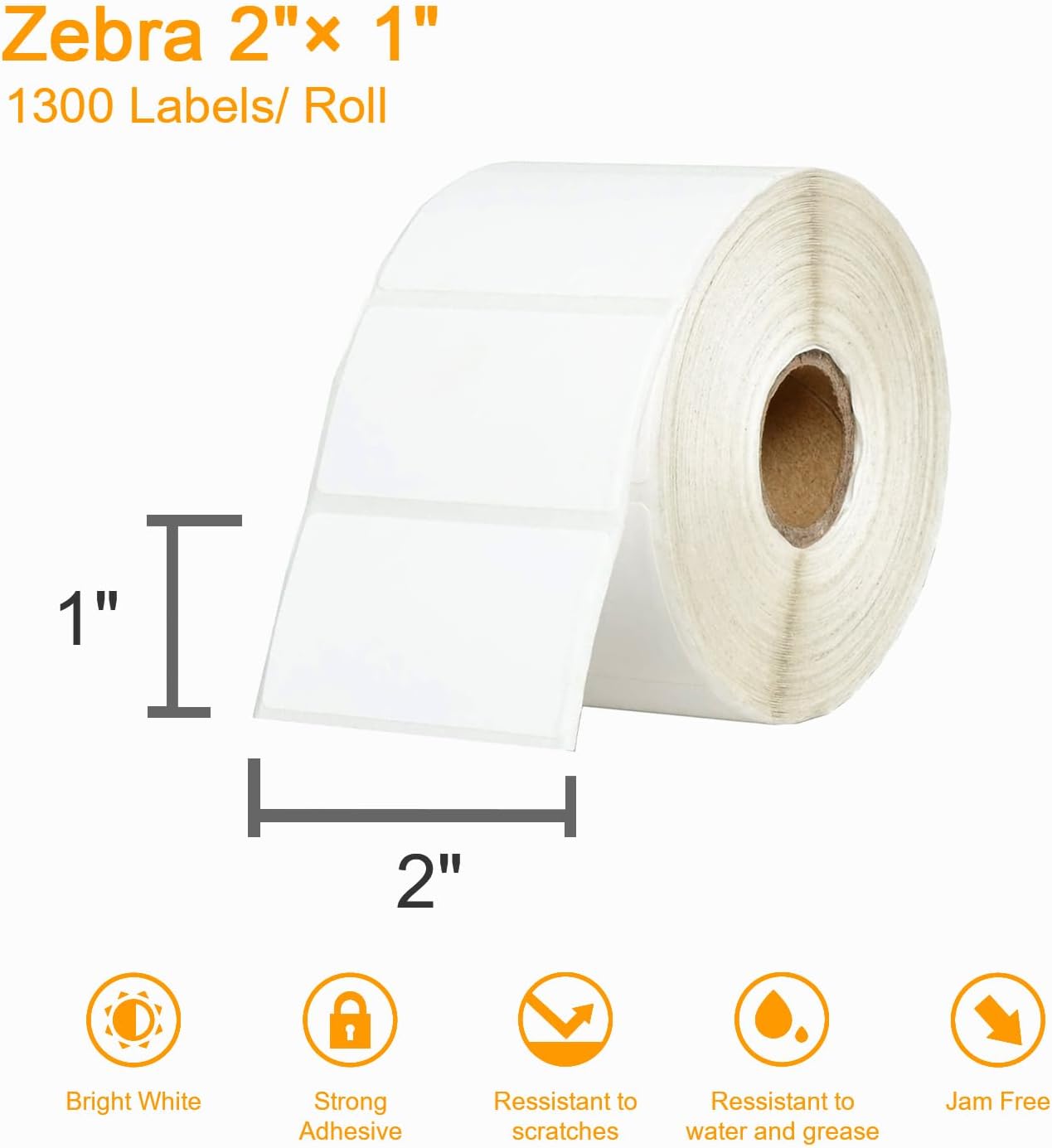 【15600 Labels/12 Rolls】 3-Proof 1" Core  2" x 1" Direct Thermal Label (51mm x 25mm) Multipurpose Shipping Address Barcodes Labels Compatible for Zebra & Rollo Desktop Label Printer