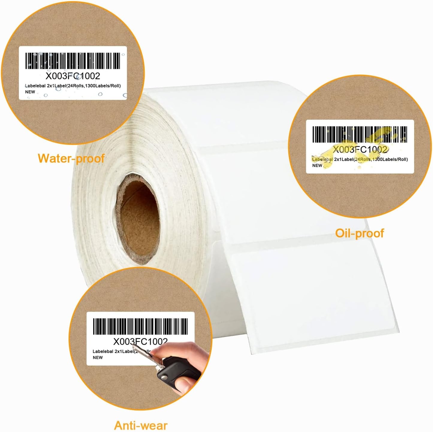 【15600 Labels/12 Rolls】 3-Proof 1" Core  2" x 1" Direct Thermal Label (51mm x 25mm) Multipurpose Shipping Address Barcodes Labels Compatible for Zebra & Rollo Desktop Label Printer