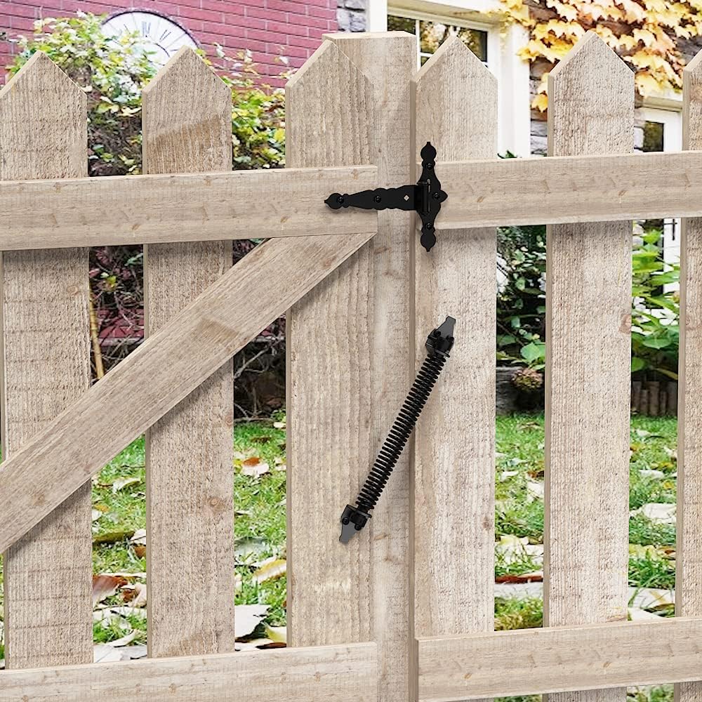 2 Pack 14" Fence gate Spring self Closing and Adjustable for Wooden or Vinyl Fence,Carbon Steel,Black(gate spring-14-2")