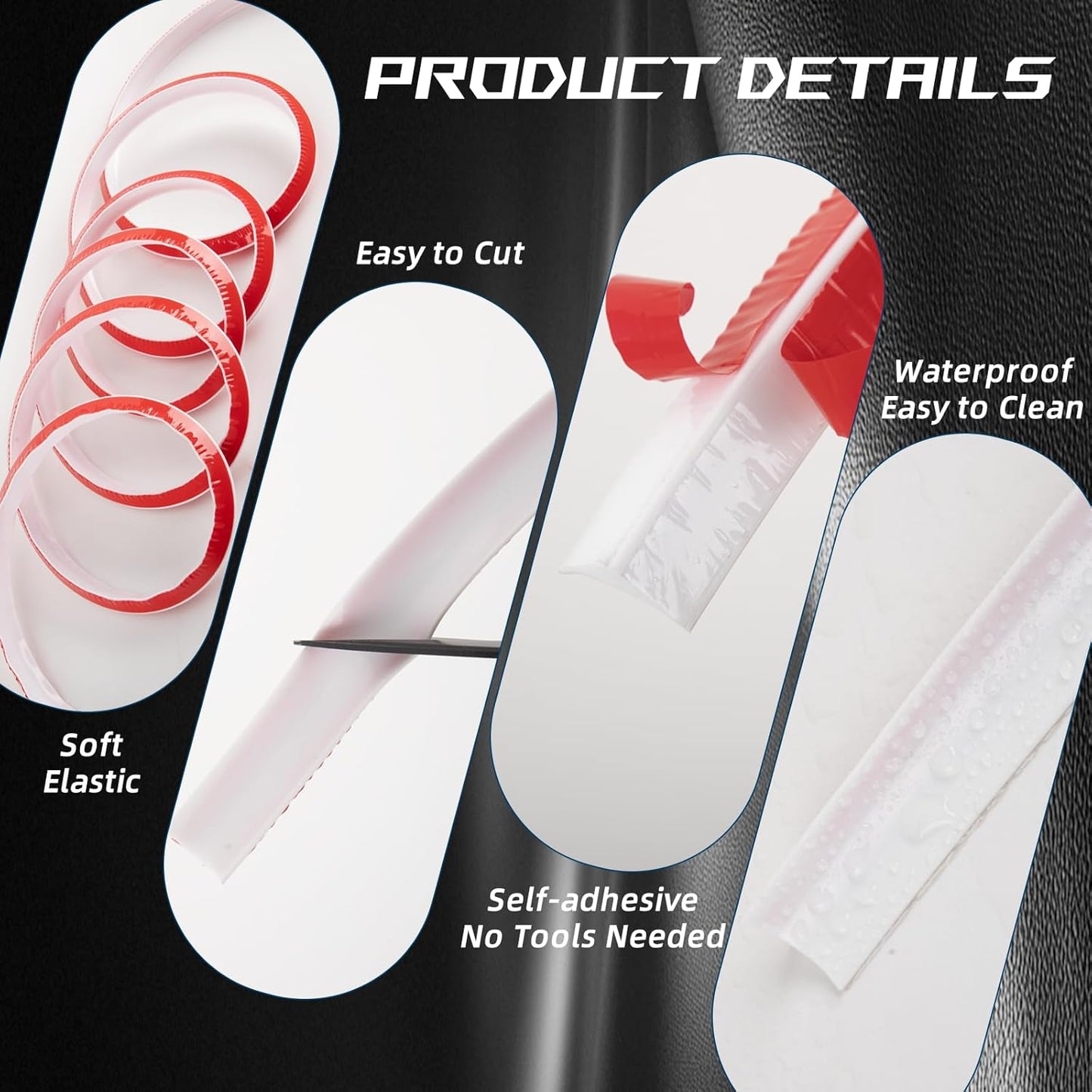 Flexible Quarter Round Molding Trim - Peel and Stick Silicone Caulk Strip,Shoe Molding for Floor Edge,Wall Corner,Staircase,Cabinet,Baseboard and Window Sill in Bathroom/Kitchen/Living Room,118 Inch