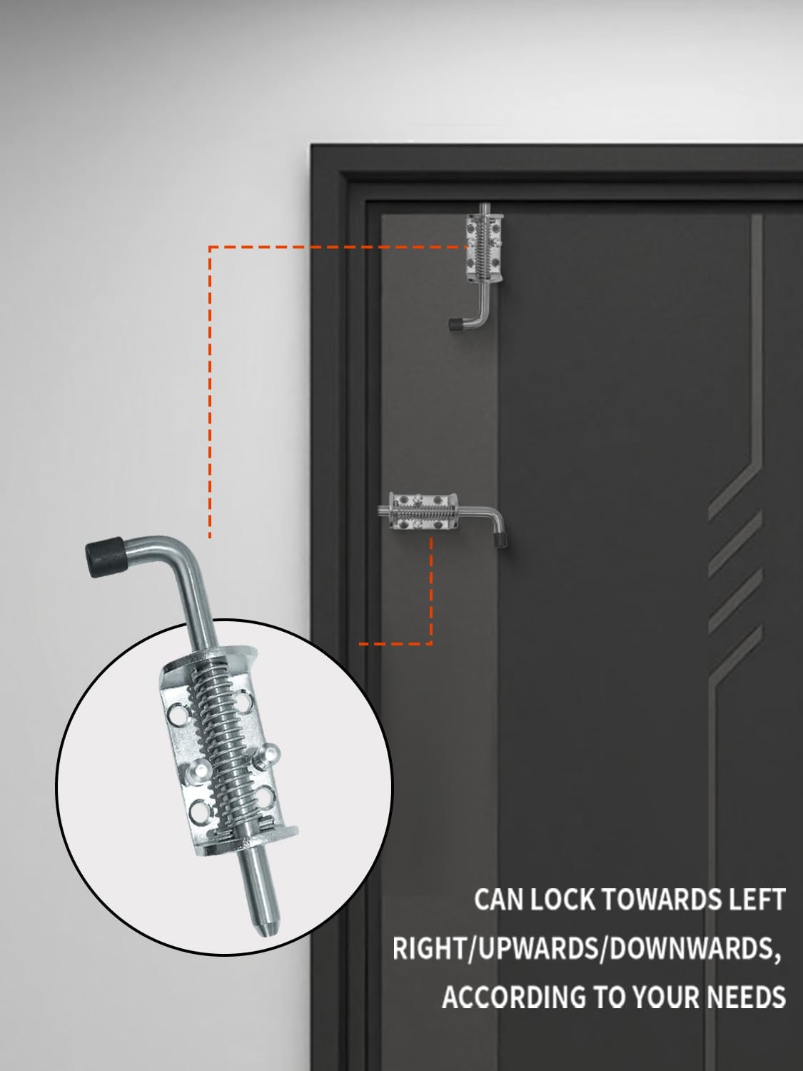 Spring Loaded Gate Latch Pin Barrel Bolt 6in x 1/2in Stem Durable Zinc Plated Solid Steel Heavy Duty for Tailgate - 2pcs