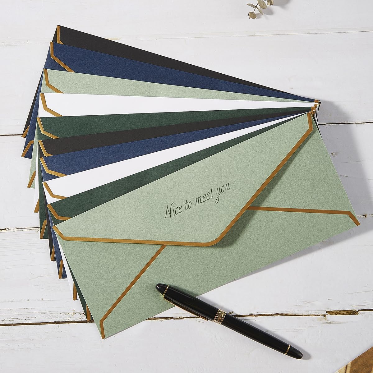 100 Pack #10 Business Envelopes with Gold Border, Self Seal Standard Envelopes with Gold Stickers for Office, Checks, Letter Mailing, Invoices, 4 1/8 x 9 1/2 Inches (Navy Blue)