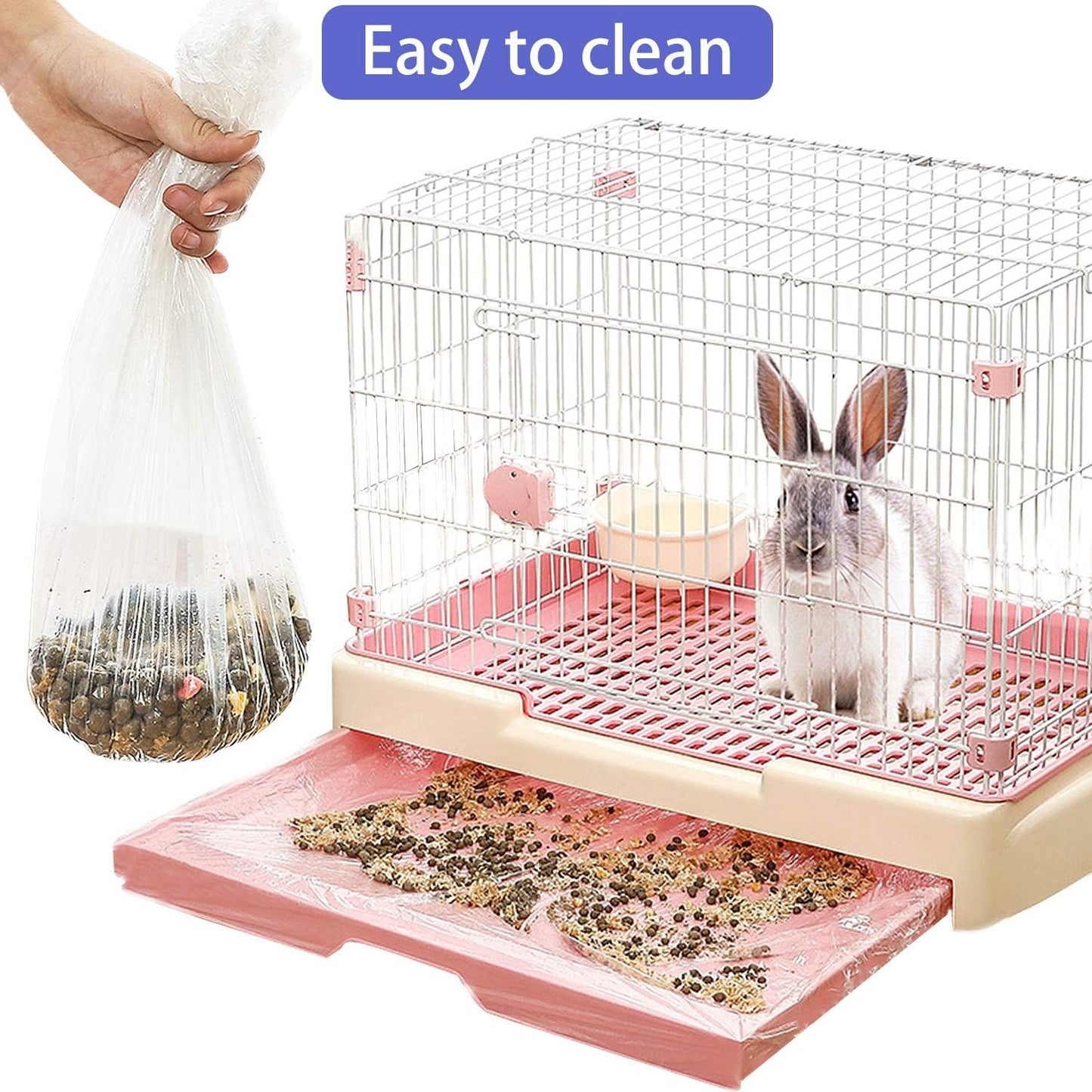 50 pcs Disposable Cage Liners, Clear Plastic Rabbit Cage Liner Bag, Universal Toilet Film for Bunny, Hamster, Totoro, Hedgehog, Guinea Pig and Small Animals.
