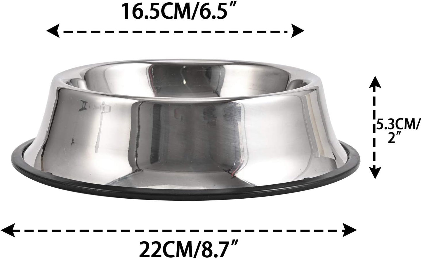 2Packs Stainless Steel Dog Bowl with Anti-Skid Rubber Base for Small/Medium/Large Pet, Perfect Dish, Pets Feeder Bowl and Water Bowl Perfect Choice for Dog Puppy Cat and Kitten (16oz)