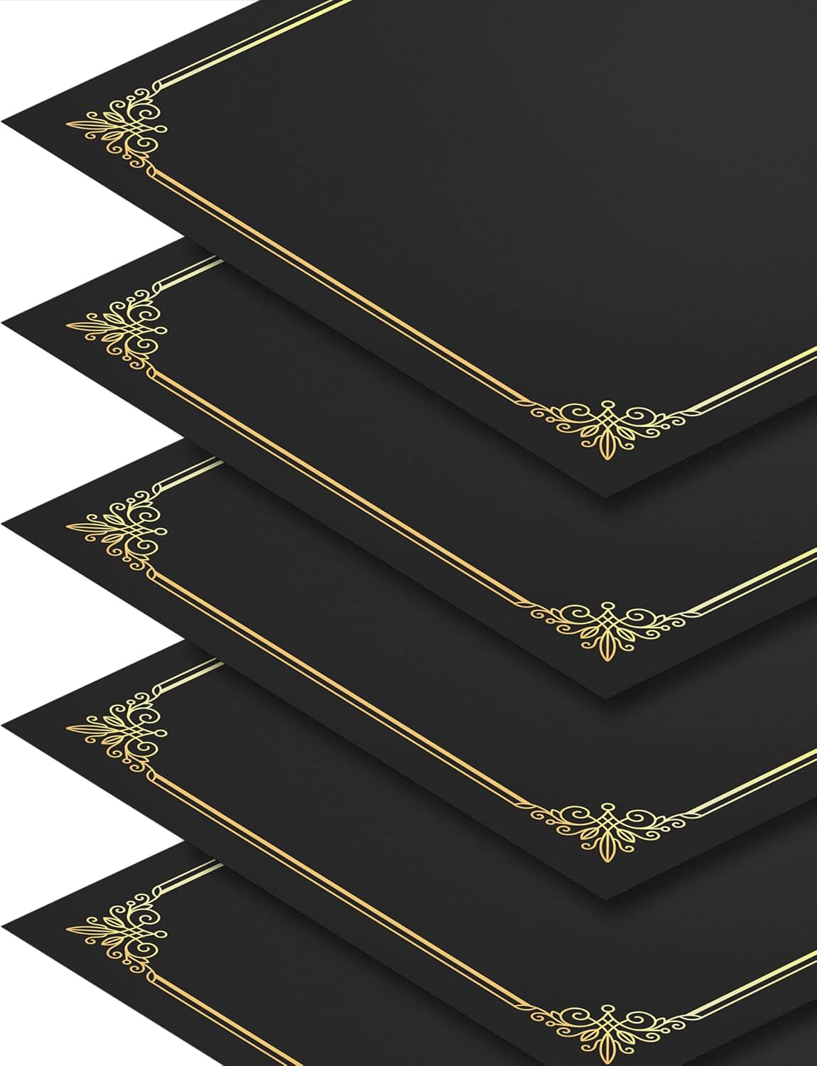 50 Packs Black Certificate Holders - Diploma Holders, Certificate Covers with Gold Foil Border, for Letter Size 8.5 x 11 Award Certificate Paper and Documents