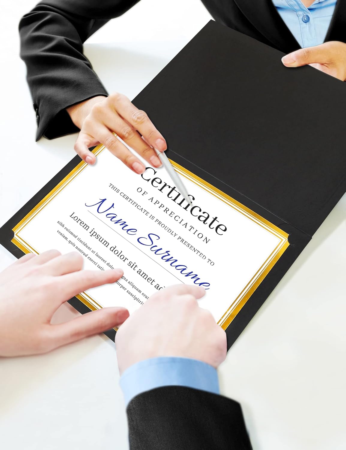 50 Packs Black Certificate Holders - Diploma Holders, Certificate Covers with Gold Foil Border, for Letter Size 8.5 x 11 Award Certificate Paper and Documents